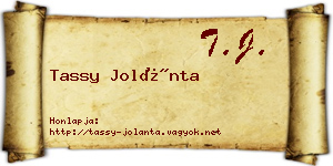 Tassy Jolánta névjegykártya